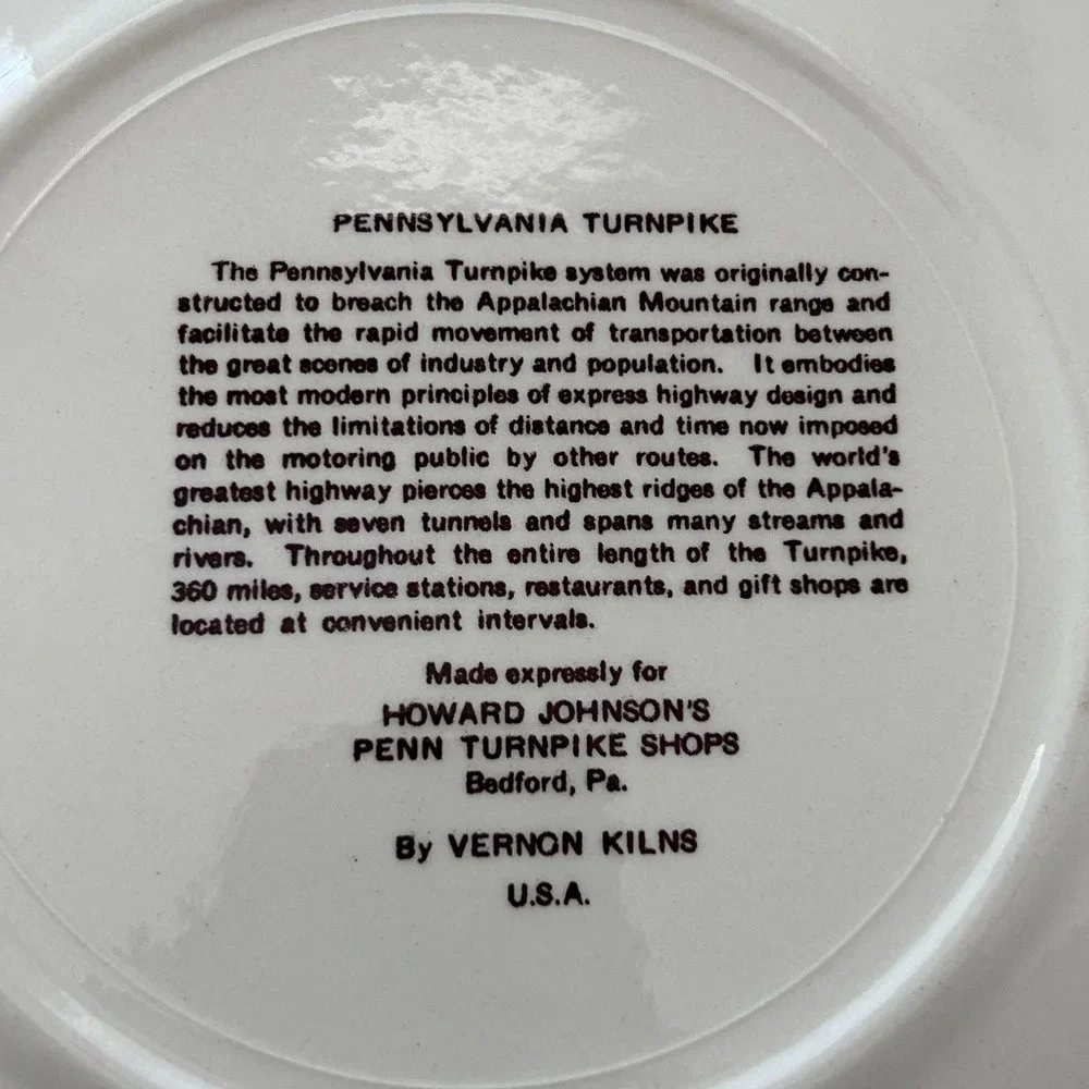 Vernon Kilns Pennsylvania Turnpike Plate Artist P.‎ Davidson Souvenir Decor